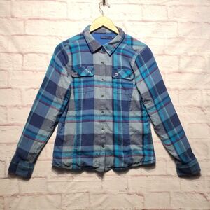 PrAna Jacket Womens Small Blue Plaid Flannel Waffle Thermal Lined Thick Shacket